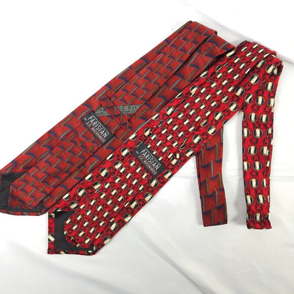2 JZ Richards Red Geometric Silk Ties Made in the USA - Picture 2 of 11
